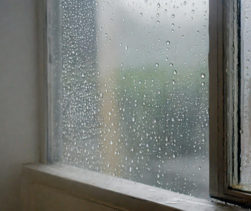 window with condensation forming on it