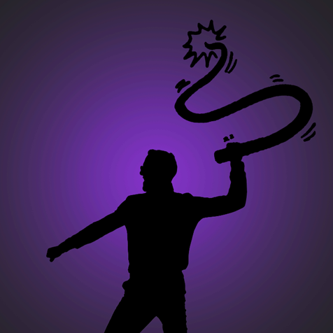 silhouette of man with a whip